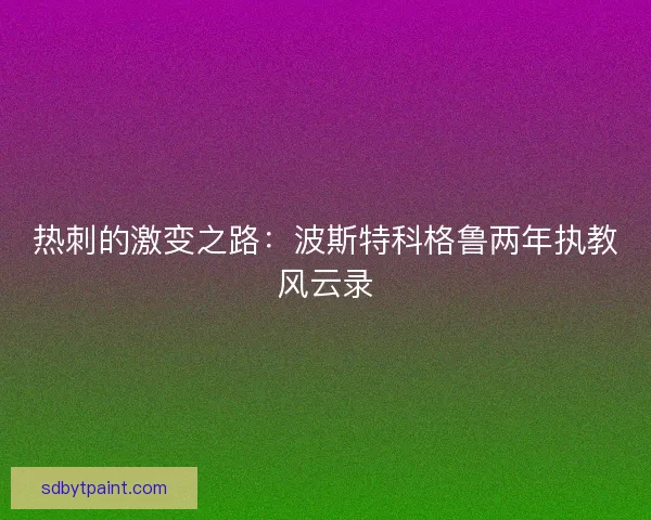 热刺的激变之路：波斯特科格鲁两年执教风云录